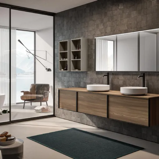 Mobile da Bagno sospeso in laminato essenza legno Class 02 di GB Group