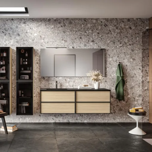 Mobile da Bagno sospeso in laminato effetto legno e laccato opaco Class 07 di GB Group