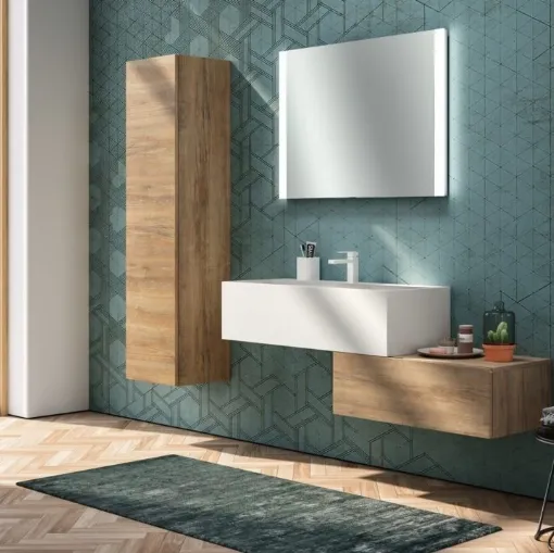 Mobile da Bagno sospeso effetto rovere Cubik 01 di GB Group