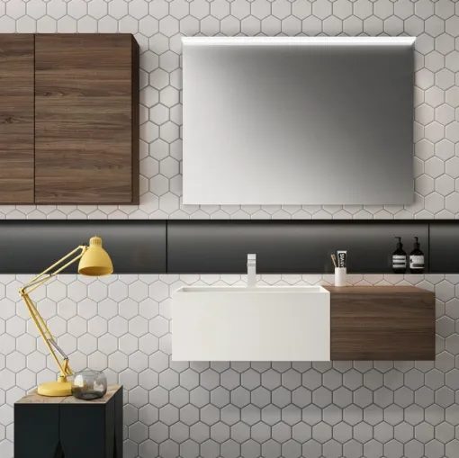 Mobile da Bagno sospeso in laminato rovere Cubik 02 di GB Group