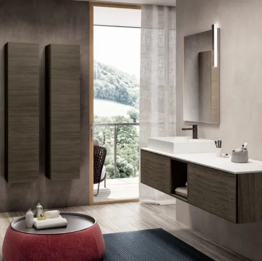 Mobile Bagno sospeso moderno in essenza rovere Smart 03 di GB Group