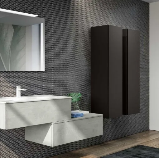 Mobile da Bagno sospeso in laminato effetto cemento Smart 04 di GB Group