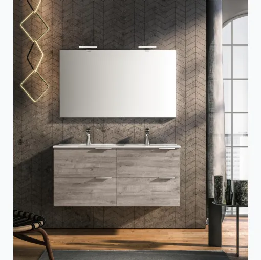 Mobile da Bagno sospeso in rovere cenere Sunlight 02 di GB Group