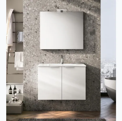 Mobile da Bagno sospeso in laccato bianco opaco Sunlight 03 di GB Group