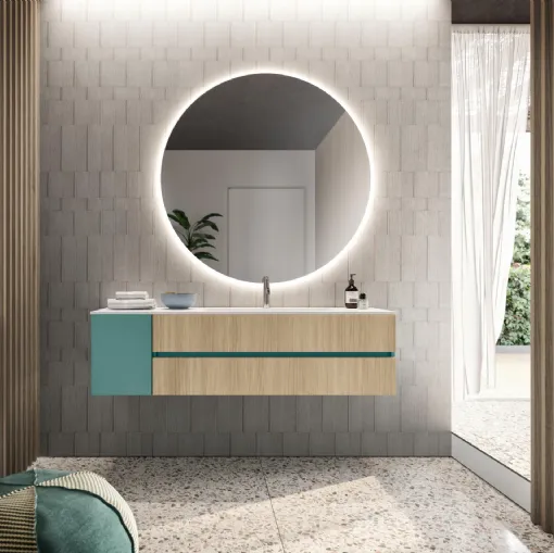 Mobile da Bagno sospeso in essenza rovere e laccato opaco Wild 02 di GB Group