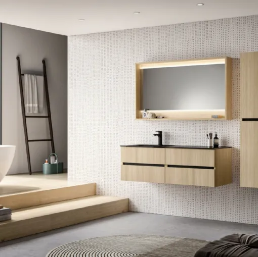 Mobile da Bagno sospeso in laminato essenza rovere wild 03 di GB Group