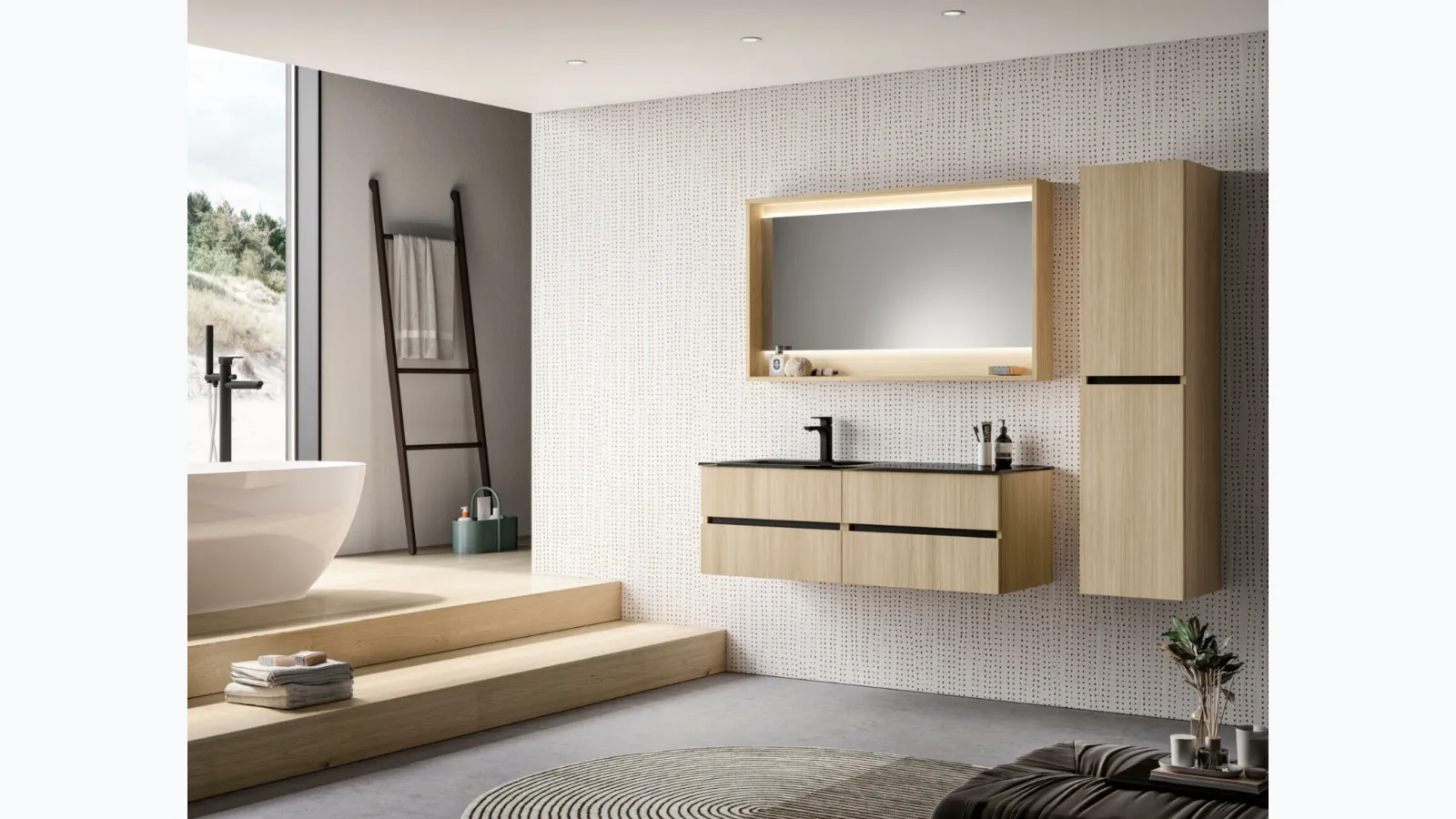 Mobile da Bagno sospeso in laminato essenza rovere wild 03 di GB Group