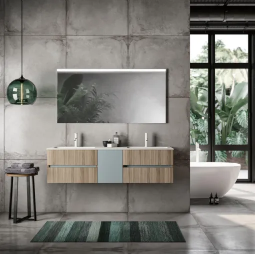 Mobile da Bagno sospeso in essenza rovere e laccato opaco Wild 10 di GB Group