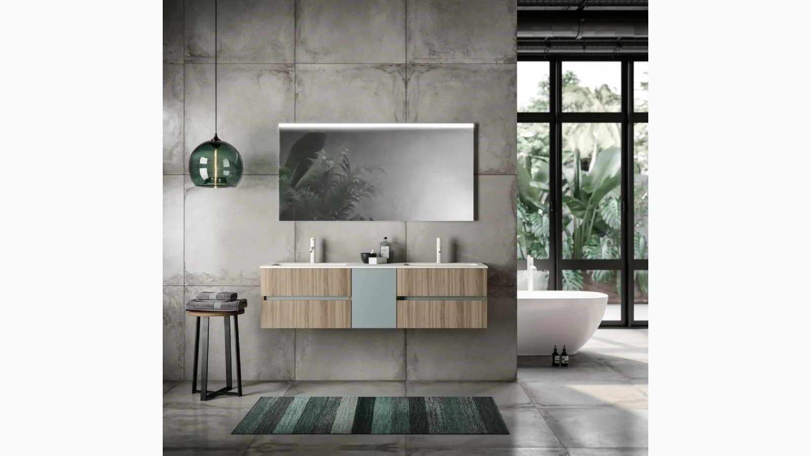 Mobile da Bagno sospeso in essenza rovere e laccato opaco Wild 10 di GB Group