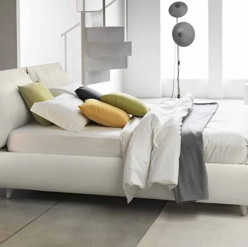 Letto Malou con testiera imbottita e box contenitore di Bontempi Letti Design