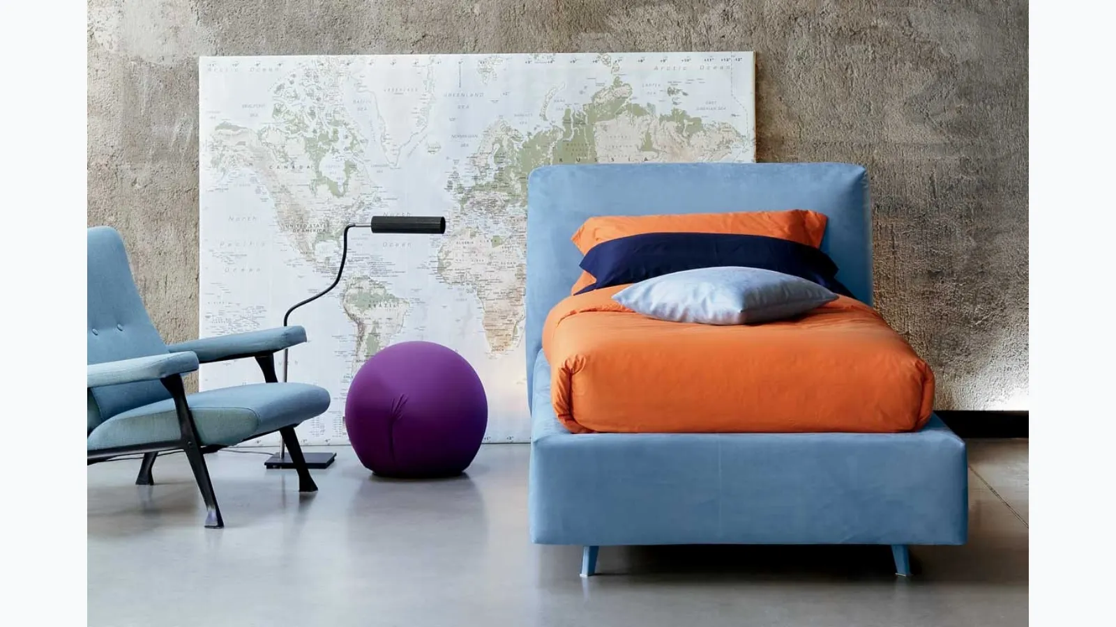 Letto singolo con testiera Kuna di Bontempi Letti Design