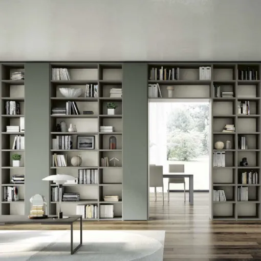 Libreria componibile a muro Living 809 in laccato opaco di Spagnol Mobili